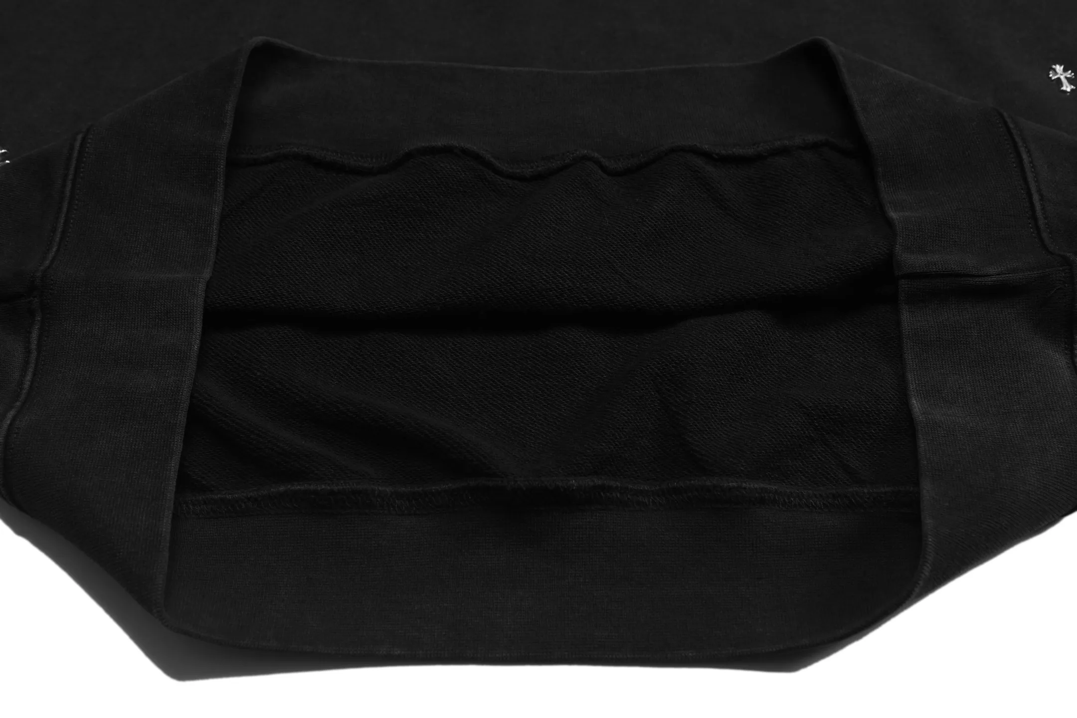 P296 Chrome Hearts Chrome Hearts Washed Small Rivets Cross Logo Round Neck Sweatshirt Size: SMLXL Color: Black